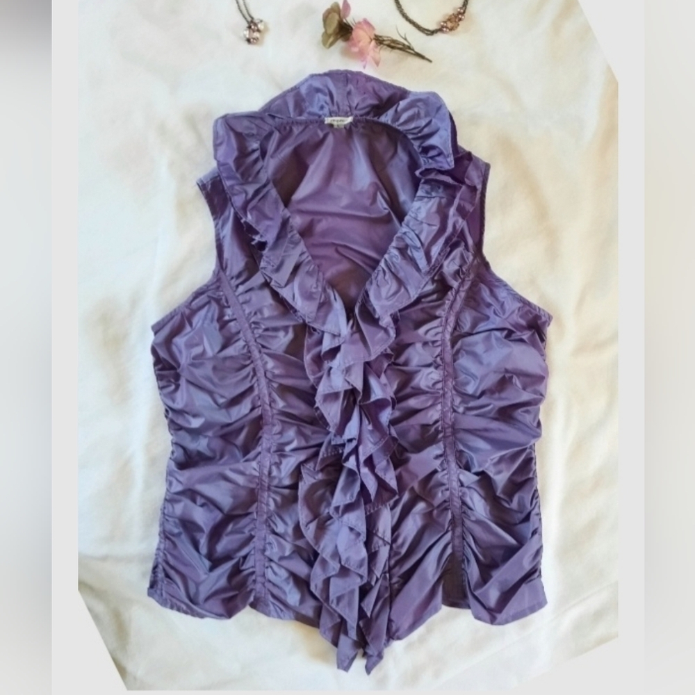 AGORA Purple Ruffled Sleeveless Top
